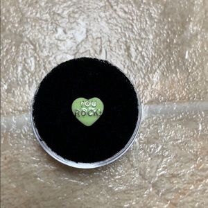 Never used origami owl “you rock”candy heart charm